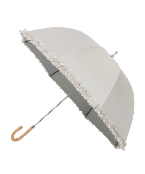 LANVIN en Bleu（ランバンオンブルー）の「遮光 遮熱 晴雨兼用日傘 長傘 ドビーフリル（長傘・レディース・オフホワイト/ライトグリーン/ダークブルー/オレンジ系その他2/ブラック/ライトパープル/グリーン系その他/ホワイト系その他/ブラック系その他/モカ/キャメル/ライトグレー/グレー/ベージュ/オリーブドラブ/サックスブルー/グレー×ホワイト・FREE）」の9枚目の写真