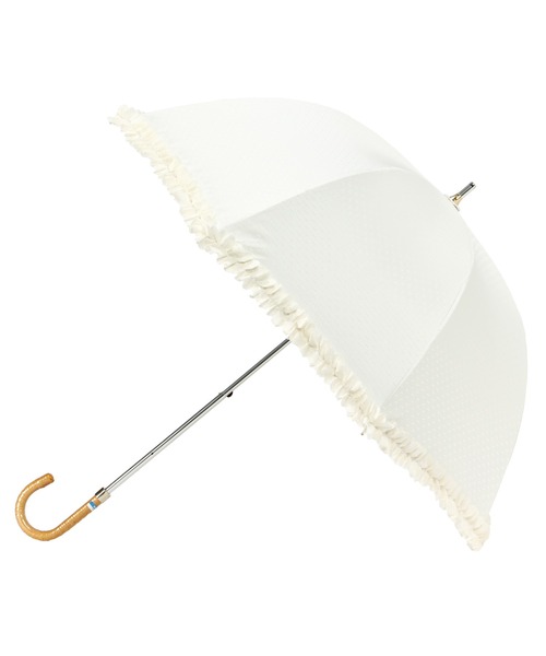 LANVIN en Bleu（ランバンオンブルー）の「遮光 遮熱 晴雨兼用日傘 長傘 ドビーフリル（長傘・レディース・オフホワイト/ライトグリーン/ダークブルー/オレンジ系その他2/ブラック/ライトパープル/グリーン系その他/ホワイト系その他/ブラック系その他/モカ/キャメル/ライトグレー/グレー/ベージュ/オリーブドラブ/サックスブルー/グレー×ホワイト・FREE）」の3枚目の写真