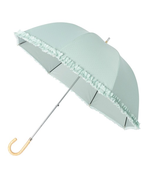 LANVIN en Bleu（ランバンオンブルー）の「遮光 遮熱 晴雨兼用日傘 長傘 ドビーフリル（長傘・レディース・オフホワイト/ライトグリーン/ダークブルー/オレンジ系その他2/ブラック/ライトパープル/グリーン系その他/ホワイト系その他/ブラック系その他/モカ/キャメル/ライトグレー/グレー/ベージュ/オリーブドラブ/サックスブルー/グレー×ホワイト・FREE）」の12枚目の写真