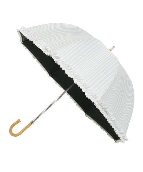 LANVIN en Bleu（ランバンオンブルー）の「遮光 遮熱 晴雨兼用日傘 長傘 ドビーフリル（長傘・レディース・オフホワイト/ライトグリーン/ダークブルー/オレンジ系その他2/ブラック/ライトパープル/グリーン系その他/ホワイト系その他/ブラック系その他/モカ/キャメル/ライトグレー/グレー/ベージュ/オリーブドラブ/サックスブルー/グレー×ホワイト・FREE）」の7枚目の写真