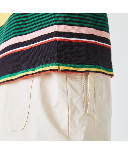 LACOSTE L!VE（ラコステライブ）の「LACOSTE L!VEマルチボーダーポロシャツ（ポロシャツ・メンズ・イエロー/グリーン・S/M/L/XS）」の6枚目の写真