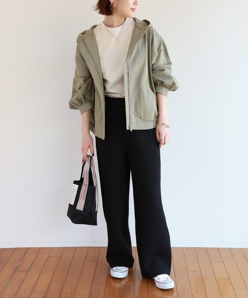 andme（アンドミー）の「ダンボールニットリラックスワイドパンツ（スラックス・レディース・ブラック/ライトベージュ/ライトブラウン/グリーン・M/L）」の12枚目の写真