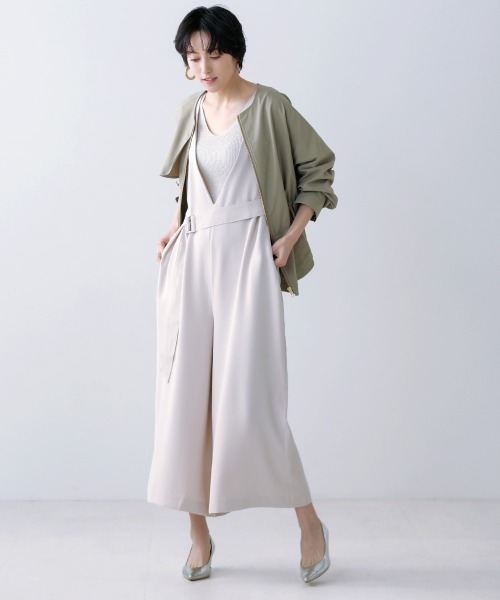 Bou Jeloud（ブージュルード）の「ベルト付きＶネックオールインワン（つなぎ/オールインワン・レディース・ブラック/ベージュ・38）」の9枚目の写真