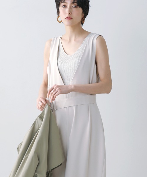 Bou Jeloud（ブージュルード）の「ベルト付きＶネックオールインワン（つなぎ/オールインワン・レディース・ブラック/ベージュ・38）」の11枚目の写真