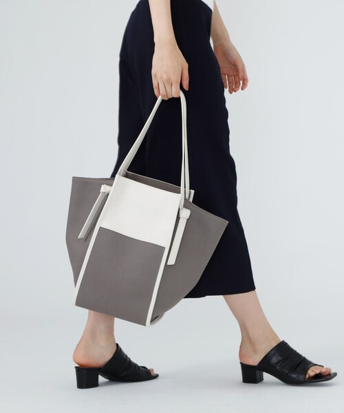 CAST:（キャストコロン）の「ツイルキャンバストート（トートバッグ・レディース・グレー/オフホワイト・FREE）」の2枚目の写真