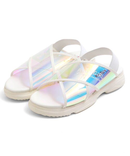 algy(アルジー)の「(レ)オーロラクロスサンダル(サンダル・キッズ・ブラック/オフホワイト・23/24/22/20/21)」の1枚目の写真