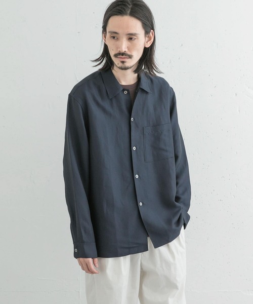 URBAN RESEARCH（アーバンリサーチ）の「ヴィスコースリネンボックスシャツ（シャツ/ブラウス・メンズ・ネイビー/グリーン・MEDIUM/LARGE）」の2枚目の写真
