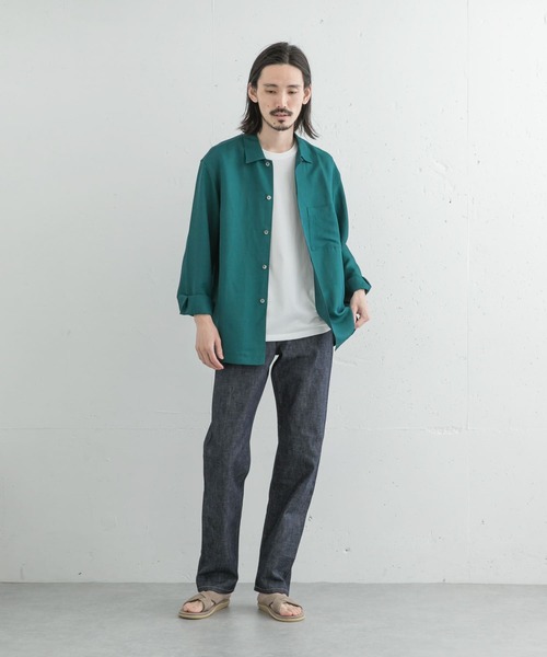 URBAN RESEARCH（アーバンリサーチ）の「ヴィスコースリネンボックスシャツ（シャツ/ブラウス・メンズ・ネイビー/グリーン・MEDIUM/LARGE）」の3枚目の写真