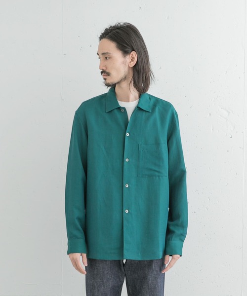 URBAN RESEARCH（アーバンリサーチ）の「ヴィスコースリネンボックスシャツ（シャツ/ブラウス・メンズ・ネイビー/グリーン・MEDIUM/LARGE）」の5枚目の写真