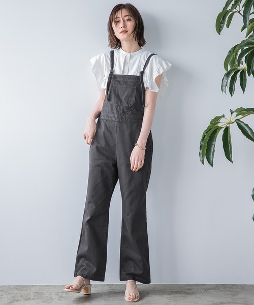 A part by（アパートバイ）の「Coオーバーオール　951251（サロペット/オーバーオール・レディース・チャコールグレー/アイボリー・MEDIUM/LARGE）」の4枚目の写真