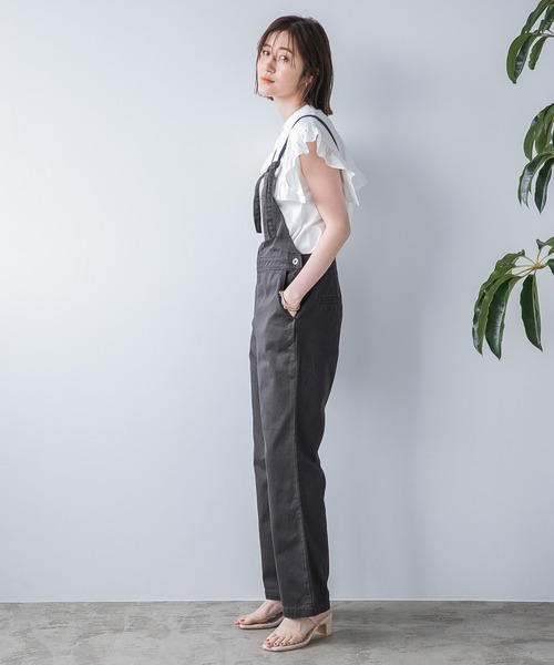 A part by（アパートバイ）の「Coオーバーオール　951251（サロペット/オーバーオール・レディース・チャコールグレー/アイボリー・MEDIUM/LARGE）」の3枚目の写真
