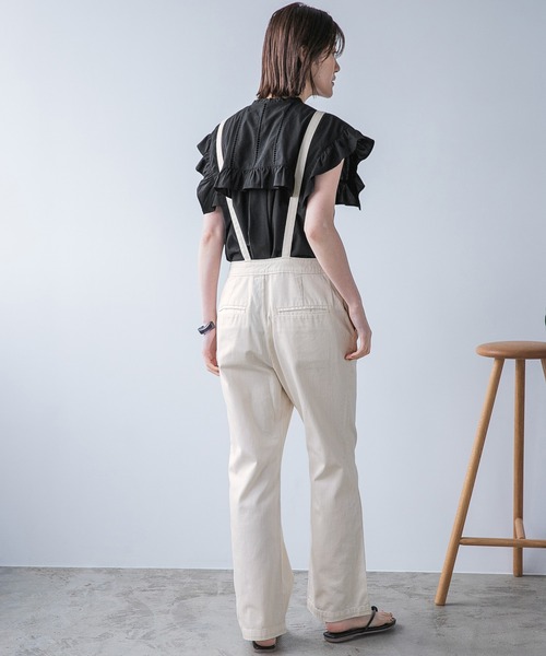 A part by（アパートバイ）の「Coオーバーオール　951251（サロペット/オーバーオール・レディース・チャコールグレー/アイボリー・MEDIUM/LARGE）」の5枚目の写真