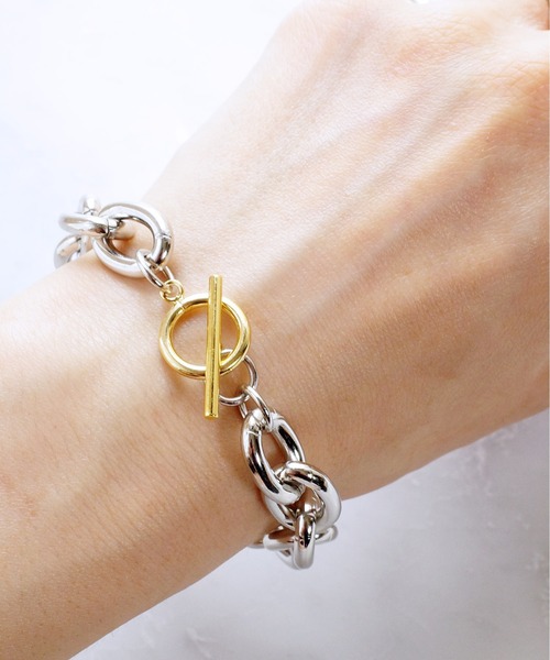 SIGNAL（シグナル）の「【SIGNAL/シグナル　】　Oval Chain Bracelet/オーバルチェーンブレスレット（ブレスレット・レディース・シルバー/シルバー×ゴールド・17cm/20㎝）」の11枚目の写真