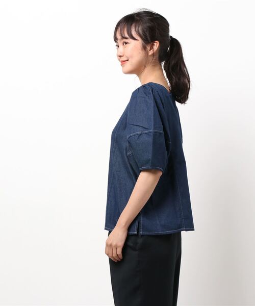 前後2Wayランタンスリーブデニムブラウス