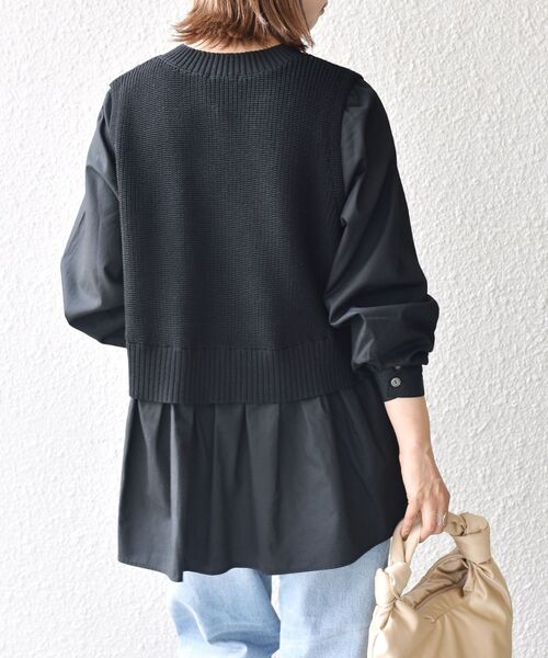 SHIPS for women - SHIPS〈手洗い可能〉ベスト×ブラウス　ロングスリーブプルオーバー SHIPS（シップス）の「〈手洗い可能〉ベスト×ブラウス ロング