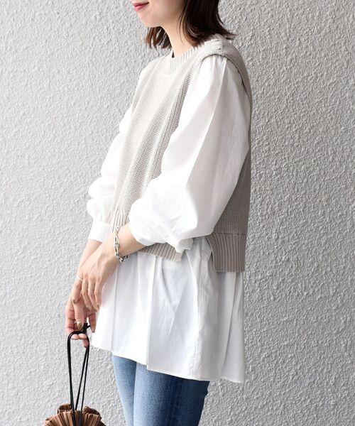 SHIPS(シップス)の「〈手洗い可能〉ベスト×ブラウス ロングスリーブプルオーバー◆(ニット/セーター・レディース・オフホワイト/ブラック/ベージュ/ネイビー・ONE SIZE)」の13枚目の写真