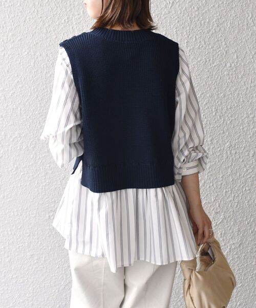 SHIPS(シップス)の「〈手洗い可能〉ベスト×ブラウス ロングスリーブプルオーバー◆(ニット/セーター・レディース・オフホワイト/ブラック/ベージュ/ネイビー・ONE SIZE)」の14枚目の写真