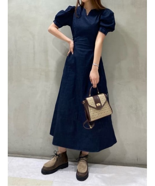 MOUSSY(マウジー)の「SIDE LACE UP ドレス(ワンピース・レディース・オレンジ/ライトブラック/ブルー・2/1)」の10枚目の写真
