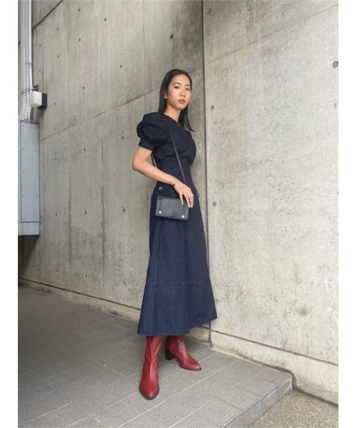 MOUSSY(マウジー)の「SIDE LACE UP ドレス(ワンピース・レディース・オレンジ/ライトブラック/ブルー・2/1)」の12枚目の写真