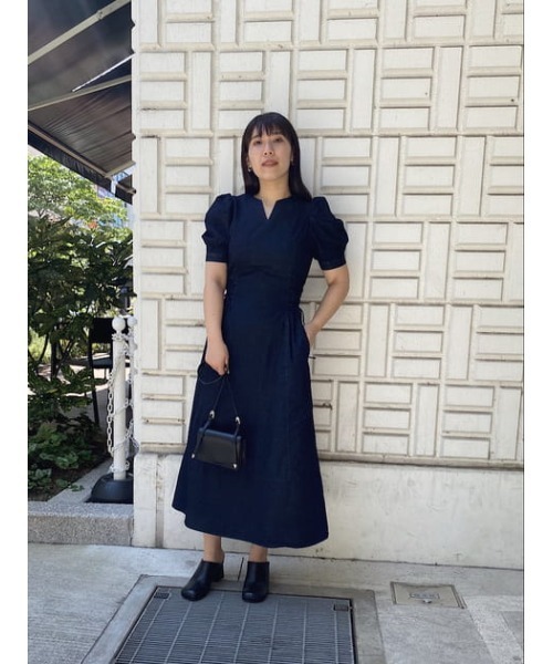 MOUSSY(マウジー)の「SIDE LACE UP ドレス(ワンピース・レディース・オレンジ/ライトブラック/ブルー・2/1)」の15枚目の写真