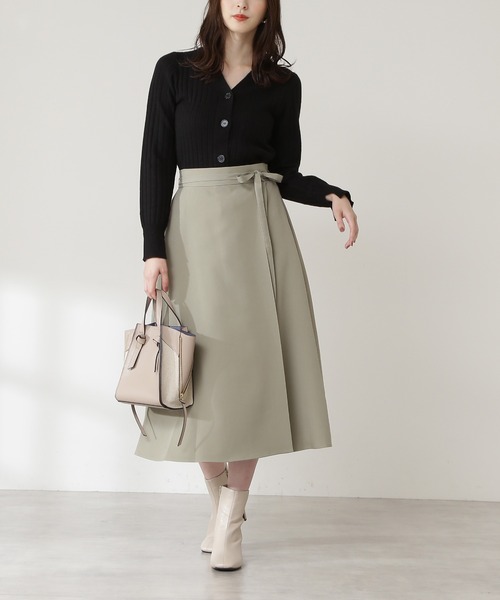 N.（N. Natural Beauty Basic）（エヌエヌナチュラルビューティーベーシック）の「【S Size Line】◆スモーキーカラーラップ風スカート（スカート・レディース・ブルー/モカ/イエロー/ライトカーキ・MEDIUM/SMALL）」の3枚目の写真