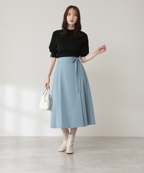N.（N. Natural Beauty Basic）（エヌエヌナチュラルビューティーベーシック）の「【S Size Line】◆スモーキーカラーラップ風スカート（スカート・レディース・ブルー/モカ/イエロー/ライトカーキ・MEDIUM/SMALL）」の5枚目の写真