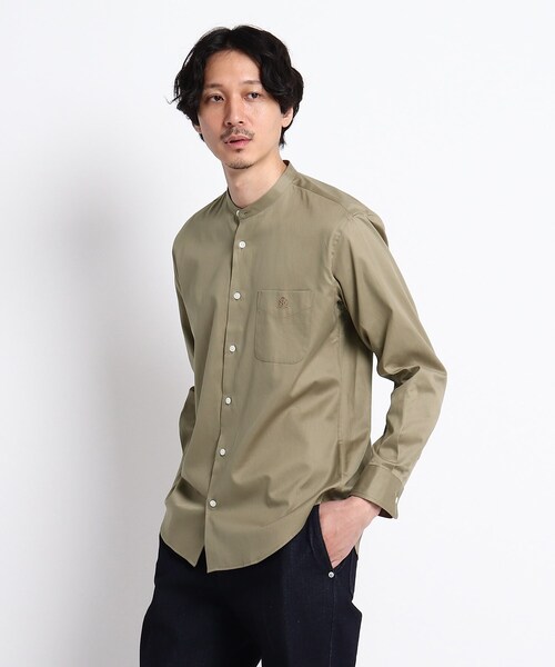 TAKEO KIKUCHI（タケオキクチ）の「◆ワンポイント 刺繍 バンドカラー シャツ（シャツ/ブラウス・メンズ・チャコールグレー/ブラウン系その他/ライトブルー・02/03）」の2枚目の写真