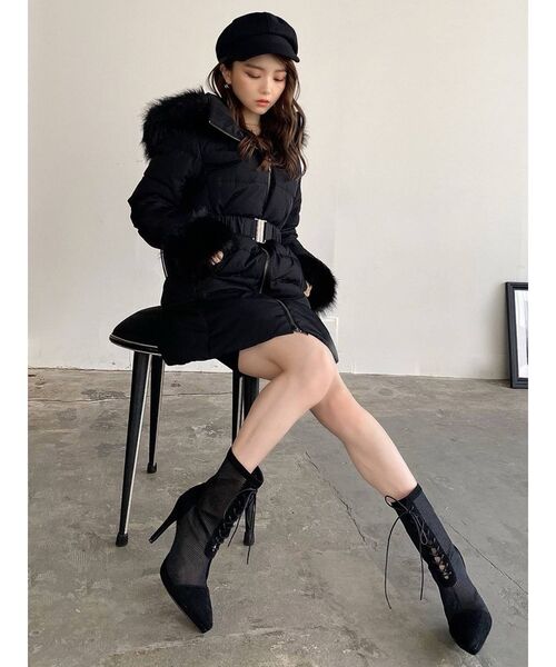 RESEXXY（リゼクシー）の「フード付ダウンコート（ダウンジャケット/コート・レディース・ホワイト/ブラック/ベージュ・SMALL/MEDIUM）」の5枚目の写真