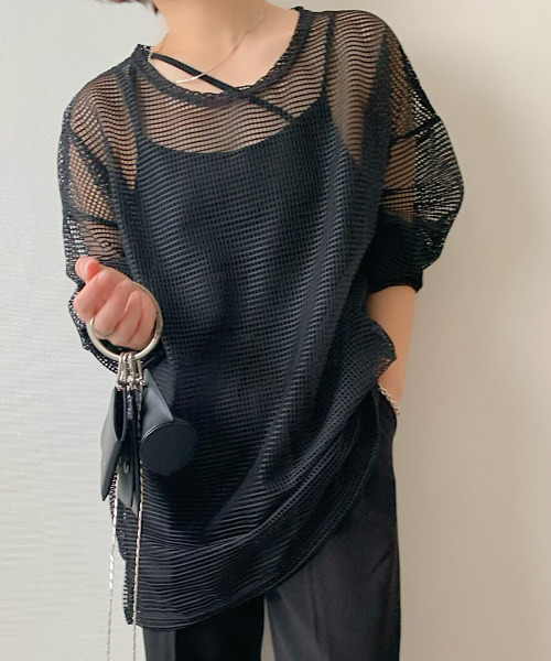 ISOOK（アイスー）の「Mesh over top / メッシュオーバートップス（mi select）（その他トップス・レディース・ホワイト/ブラック/ベージュ・FREE）」の3枚目の写真