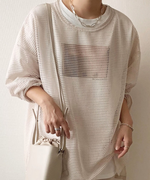 ISOOK（アイスー）の「Mesh over top / メッシュオーバートップス（mi select）（その他トップス・レディース・ホワイト/ブラック/ベージュ・FREE）」の8枚目の写真
