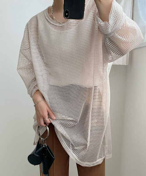 ISOOK（アイスー）の「Mesh over top / メッシュオーバートップス（mi select）（その他トップス・レディース・ホワイト/ブラック/ベージュ・FREE）」の5枚目の写真