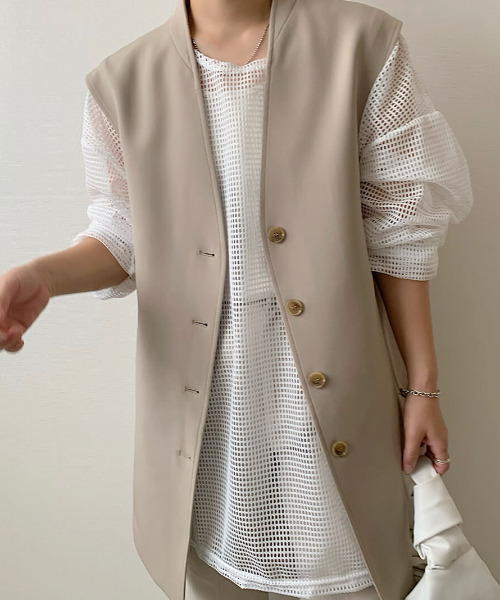 ISOOK（アイスー）の「Mesh over top / メッシュオーバートップス（mi select）（その他トップス・レディース・ホワイト/ブラック/ベージュ・FREE）」の7枚目の写真