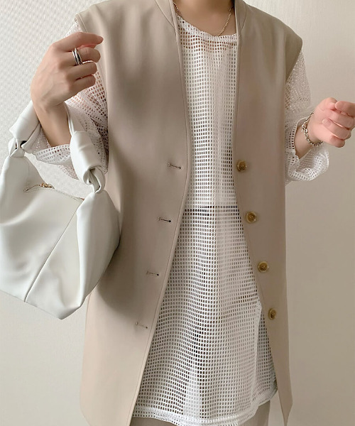 ISOOK（アイスー）の「Mesh over top / メッシュオーバートップス（mi select）（その他トップス・レディース・ホワイト/ブラック/ベージュ・FREE）」の11枚目の写真