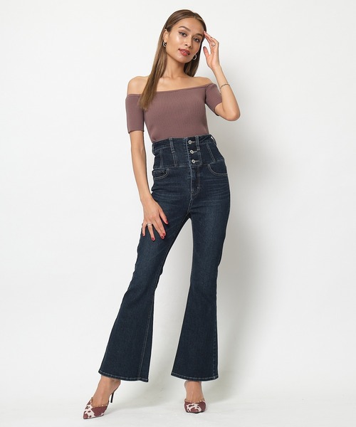 SPIRALGIRL（スパイラルガール）の「オフショルダーリブニット（ニット/セーター・レディース・ブラック/モカ・FREE）」の9枚目の写真