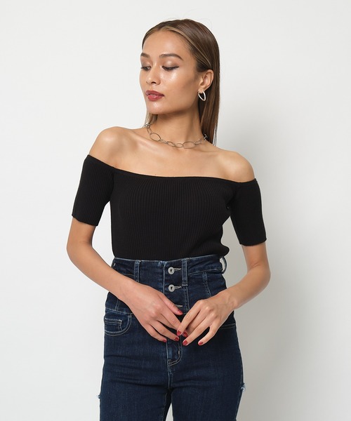 SPIRALGIRL（スパイラルガール）の「オフショルダーリブニット（ニット/セーター・レディース・ブラック/モカ・FREE）」の17枚目の写真