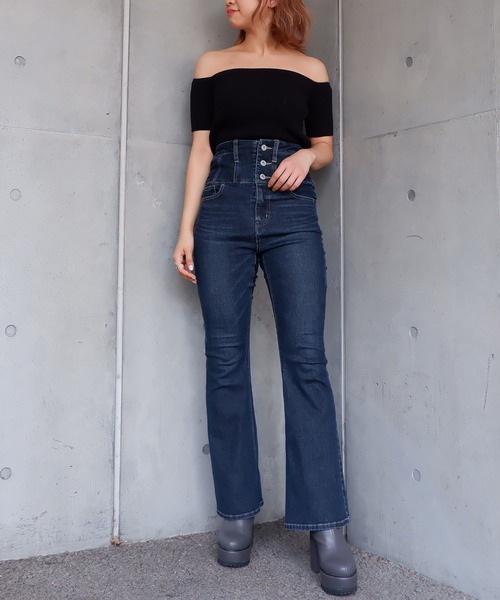 SPIRALGIRL（スパイラルガール）の「オフショルダーリブニット（ニット/セーター・レディース・ブラック/モカ・FREE）」の18枚目の写真