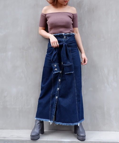 SPIRALGIRL（スパイラルガール）の「オフショルダーリブニット（ニット/セーター・レディース・ブラック/モカ・FREE）」の8枚目の写真