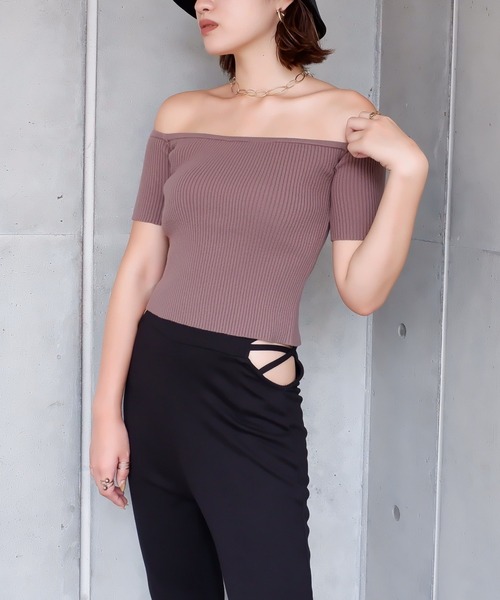 SPIRALGIRL（スパイラルガール）の「オフショルダーリブニット（ニット/セーター・レディース・ブラック/モカ・FREE）」の12枚目の写真