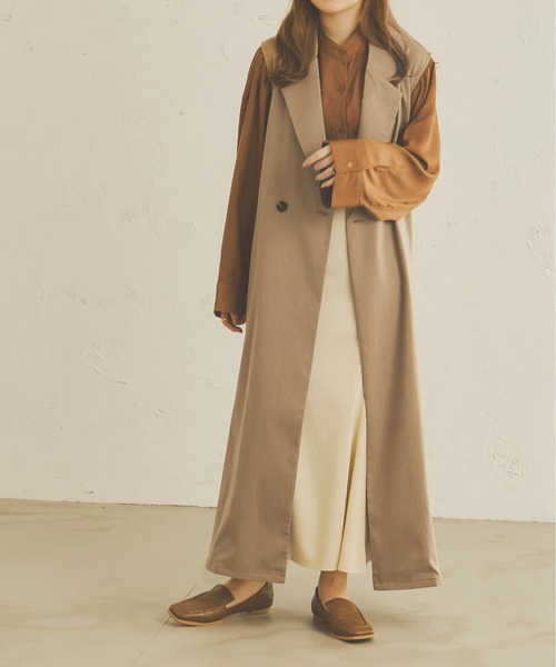 Ambre Neige(アンブルネージュ)の「【新色追加】ロングテーラージレベスト/WEB/EC限定商品(ベスト・レディース・ライトグレー/ベージュ/ライトブラウン/ブラック・FREE)」の6枚目の写真