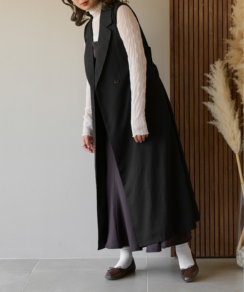 Ambre Neige(アンブルネージュ)の「【新色追加】ロングテーラージレベスト/WEB/EC限定商品(ベスト・レディース・ライトグレー/ベージュ/ライトブラウン/ブラック・FREE)」の16枚目の写真