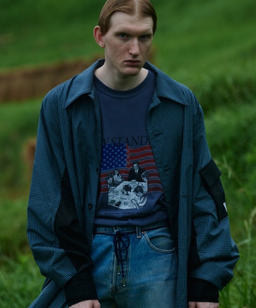 elephant TRIBAL fabrics(エレファントトライバルファブリックス)の「elephant TRIBAL fabrics CONVENIENCE DOUBLE SLEEVE CORNY SHIRT(シャツ/ブラウス・メンズ・カーキ/ブルー・SMALL/MEDIUM)」の5枚目の写真