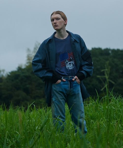 elephant TRIBAL fabrics(エレファントトライバルファブリックス)の「elephant TRIBAL fabrics CONVENIENCE DOUBLE SLEEVE CORNY SHIRT(シャツ/ブラウス・メンズ・カーキ/ブルー・SMALL/MEDIUM)」の4枚目の写真