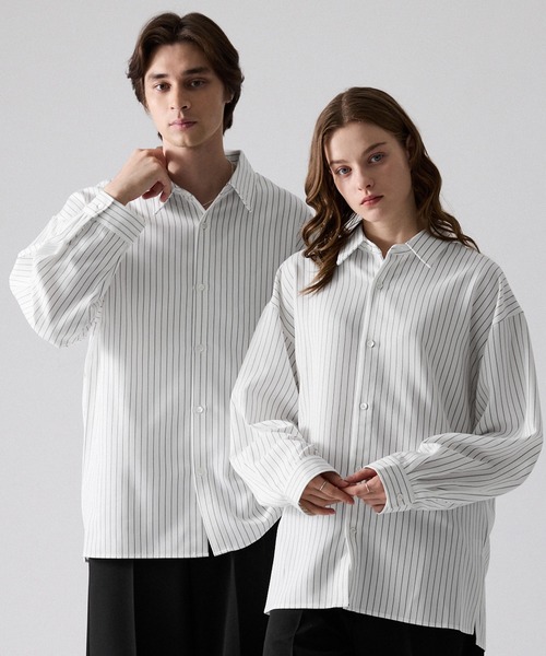 CLEL(クレイル)の「【CLEL】Balloon Sleeve Loose Regular Collar Shirt / バルーン袖ルーズレギュラーカラーシャツ【セットアップ対応】(シャツ/ブラウス・メンズ・チャコールグレー/グレイッシュベージュ/アッシュブラウン/スモークグレー/ホワイト/チェック/ブルー系その他/ダークグリーン/モカ/ブラック/ライトグレー/ブラウン/グレイッシュブルー/チャコールアッシュ/マスタード/ブラック系1/グレー系1/ベージュ系1/グレー系2/ワインレッド/パープル/ブルー/ブラック系2/ホワイト系/ブラック系3・S/M/L/XS/XXS)」の3枚目の写真