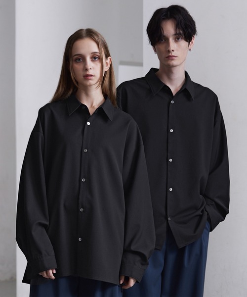 セール】【CLEL】Balloon Sleeve Loose Regular Collor Shirt