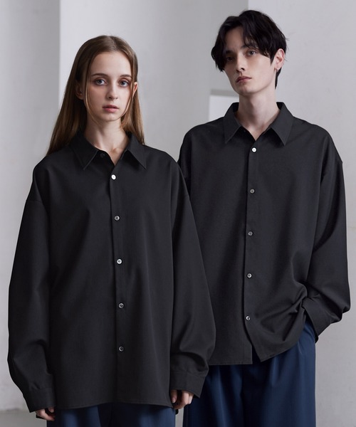 セール】【CLEL】Balloon Sleeve Loose Regular Collar Shirt