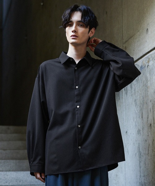 セール】【CLEL】Balloon Sleeve Loose Regular Collar Shirt
