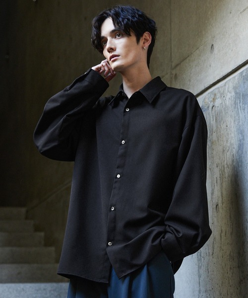 セール】【CLEL】Balloon Sleeve Loose Regular Collar Shirt
