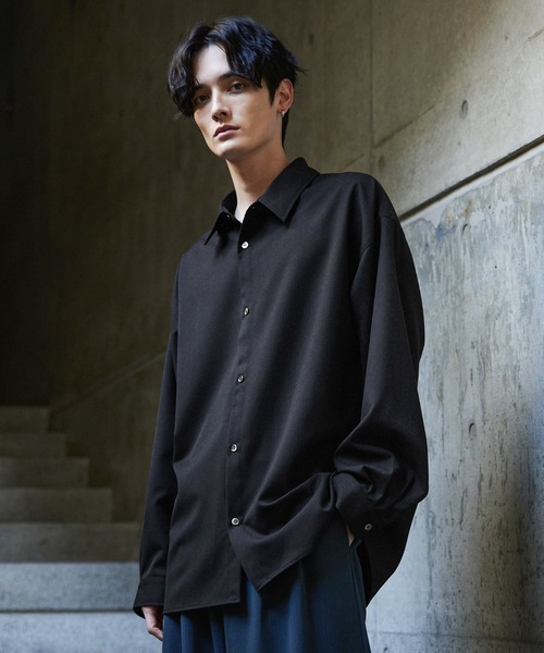 セール】【CLEL】Balloon Sleeve Loose Regular Collar Shirt