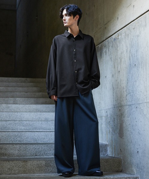 セール】【CLEL】Balloon Sleeve Loose Regular Collar Shirt