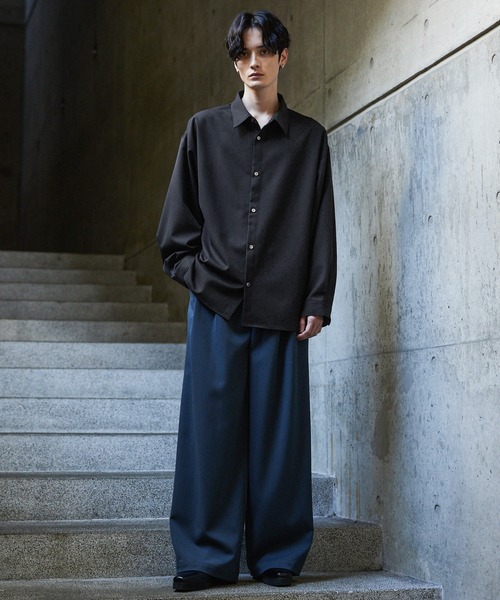 CLEL バルーン袖ルーズレギュラーカラーシャツ Blue S CLEL】Balloon Sleeve Loose Regular Collor Shirt / バルーン袖ルーズ